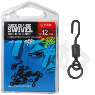 Giants fishing Rychlovýměnný obratlík s kroužkem Quick Change Swivel with Ring Ronnie, vel.12/10ks