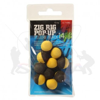 Giants fishing Pěnové plovoucí boilie Zig Rig Pop-Up yelow-black 14mm,10ks