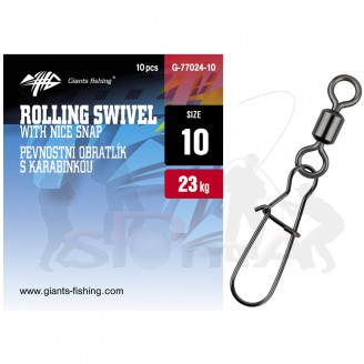 Giants fishing Pev. obratlík s karabinkou Rolling swivel with nice snap 10ks|vel.08 (25kg)
