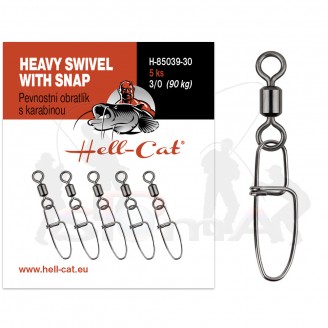 Hell-Cat Pevnostní obratlík s karabinou Heavy Swivel with Snap 5ks|vel.3/0 (90kg)