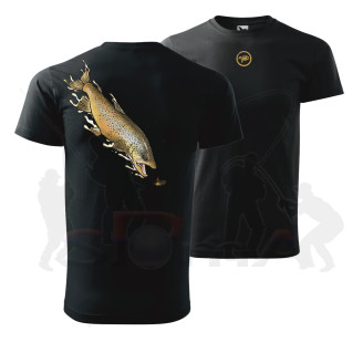 Giants fishing Tričko pánské černé Pstruh s muškou|vel. 2XL